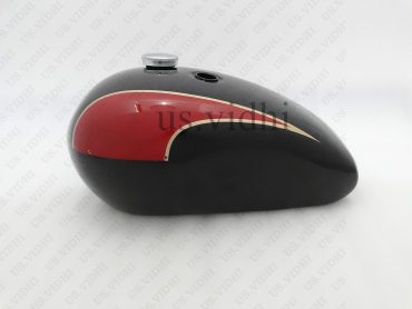 TRIUMPH T140 BLACK & RED PAINTED PETROL FUEL TANK WITH CHROMED CAP
