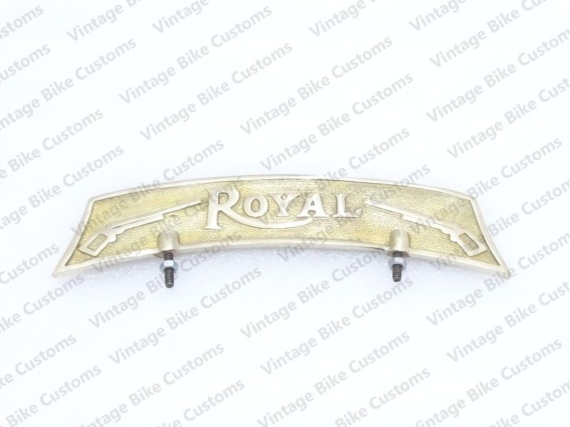 ROYAL ENFIELD FRONT MUDGUARD NUMBER PLATE BRASS ROYAL EMBOSSED