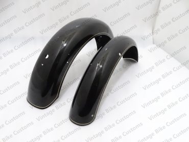 ROYAL ENFIELD BLACK PAINTED FRONT & REAR MUDGUARDS 500CC ( GOLDEN LINING)