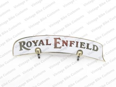 ROYAL ENFIELD  FRONT MUDGUARD BRASS NUMBER PLATE WHITE STICKER