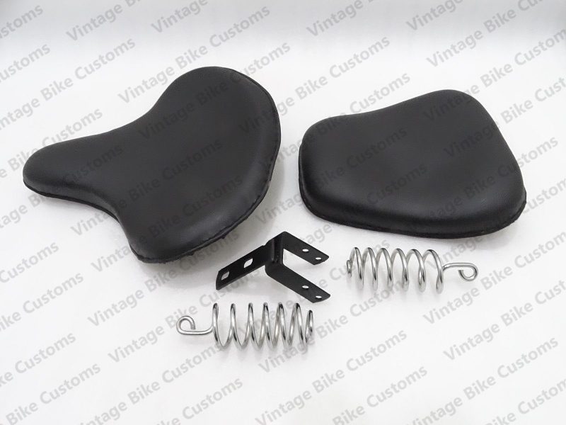 ROYAL ENFIELD HARLEY STYLE FRONT & REAR LEATHERITE COMPLETE SEATS