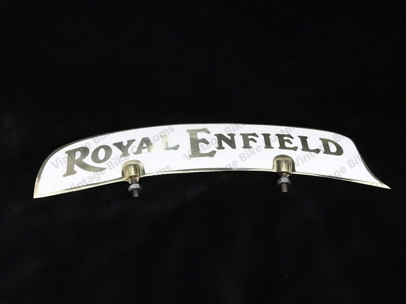 ROYAL ENFIELD  FRONT MUDGUARD BRASS NUMBER PLATE WHITE STICKER|||||