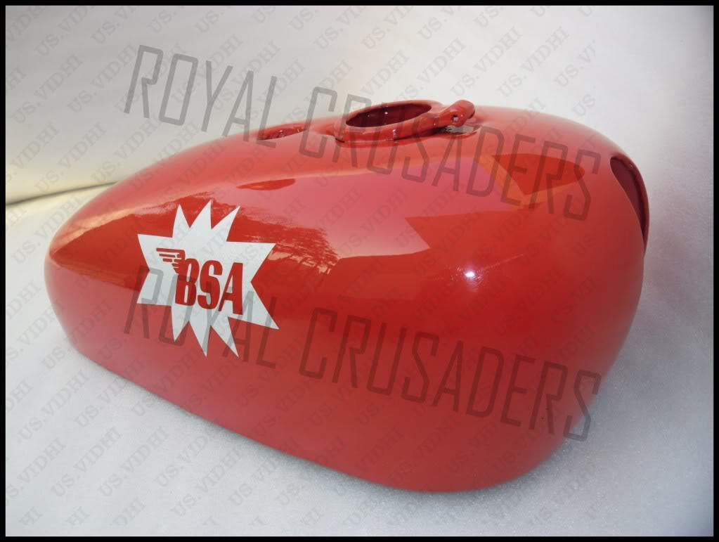 BSA A65 SPITFIRE HORNET RED PAINTED RAW STEEL PETROL FUEL TANK Vintage  Bike Customs
