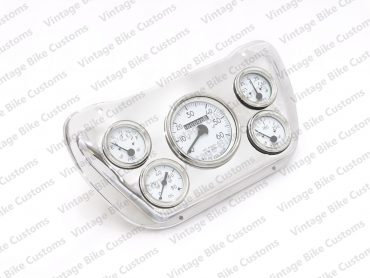WILLYS JEEP COMPLETE WHITE FACE SPEEDOMETER MOUNTING CHROME PLATE