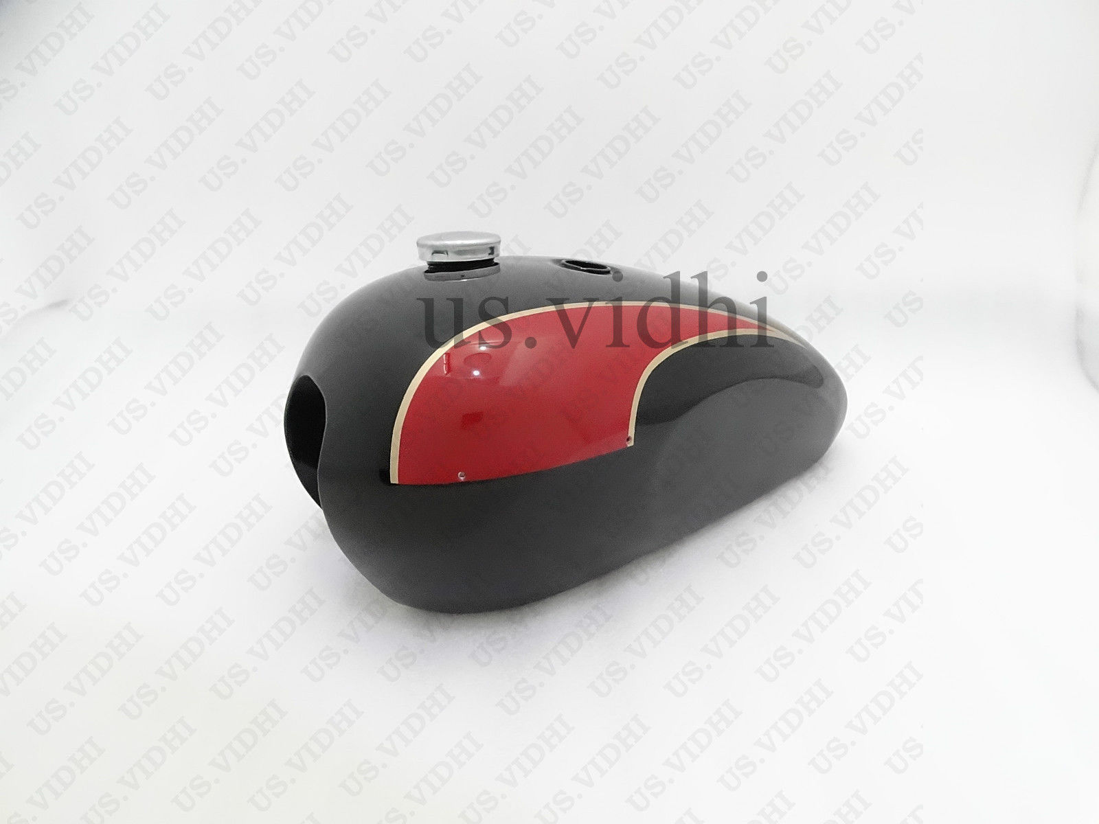 Triumph T140 Black & Red Painted Steel Fuel Petrol Tank With Chromed Cap|Fit For