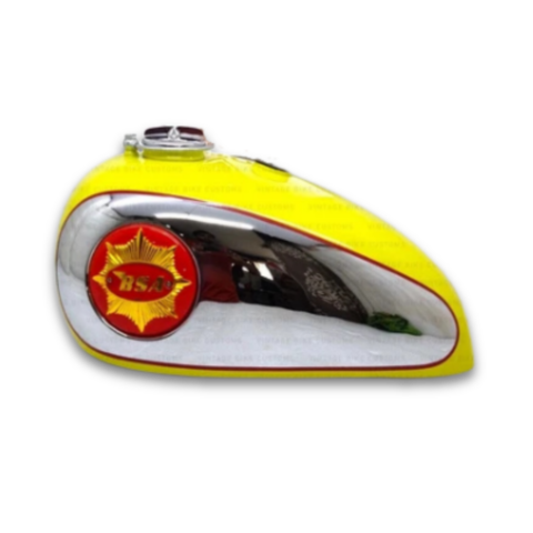Gas Tank For BSA 1950's Catalina Scrambler 500cc Yellow Complete
