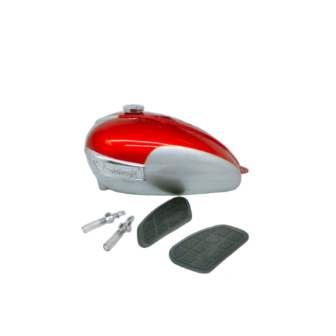 Gas Tank For Triumph T120 In Cherry & Silver Paint With Cap & Fuel Tap +Kneed