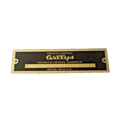 Fits Jeeps Willys Vehicle Serial Number Plate Brass Made