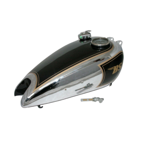 Gas Tank For Bsa C10 C11 Black Paint Chromed + Replica Meter