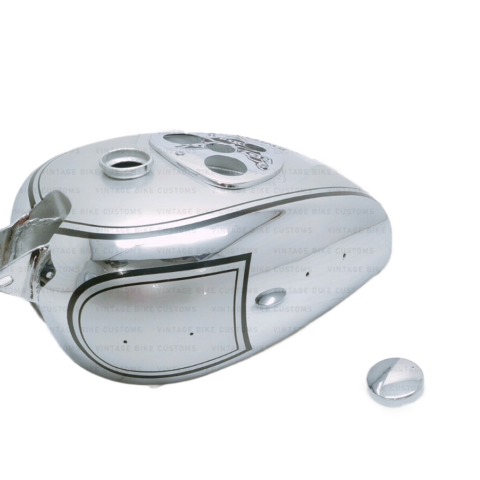 Gas Tank For Bsa M21 Dlx M22 M23 M24 1938-40 In Chrome & Silver Paint With Cap