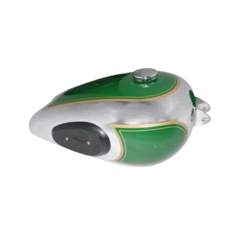 Gas Tank For Bsa B31 In Green Paint Chromed With Fuel Cap, Tap & Knee Pad