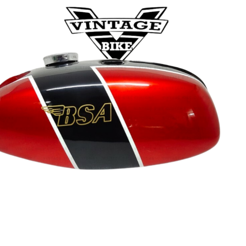 Gas Tank For Bsa B25 B50 Tr25 1971-73 D355 In Red And Black Paint With Cap
