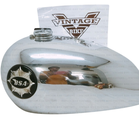 Gas Tank For Bsa Gold Star In Chrome Whit Badge and Cap, Tap & Breather Pipe