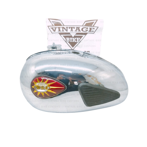 Gas Tank For Bsa A65 Thunder Bolt Dual Carb In Chrome With Cap, Badges,Knee Pads